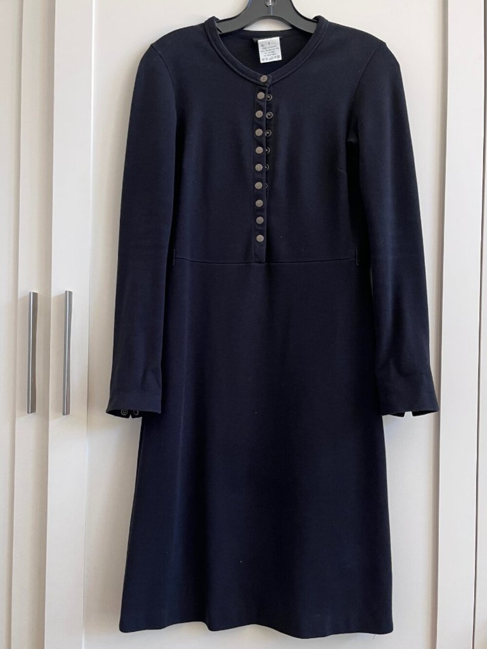 agnès b. iconic snap cardigan long sleeve mini dress fitted, black, size 1 (XS)